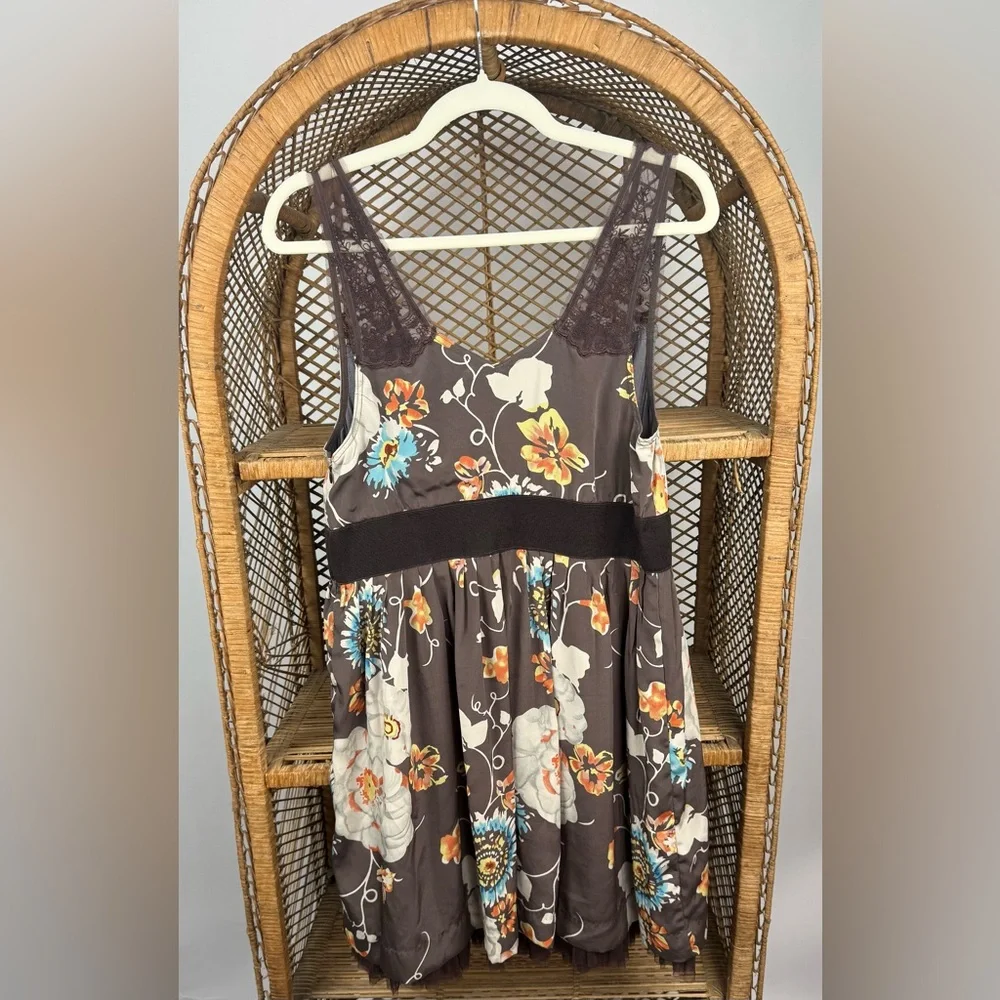 Free People Lace Strap Floral Mini Dress Tulle Trim Size 8 NWT - Picture 2 of 5